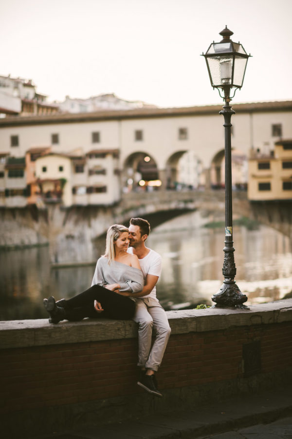 Old Bridge engagement photo shoot in Florence, Tuscany