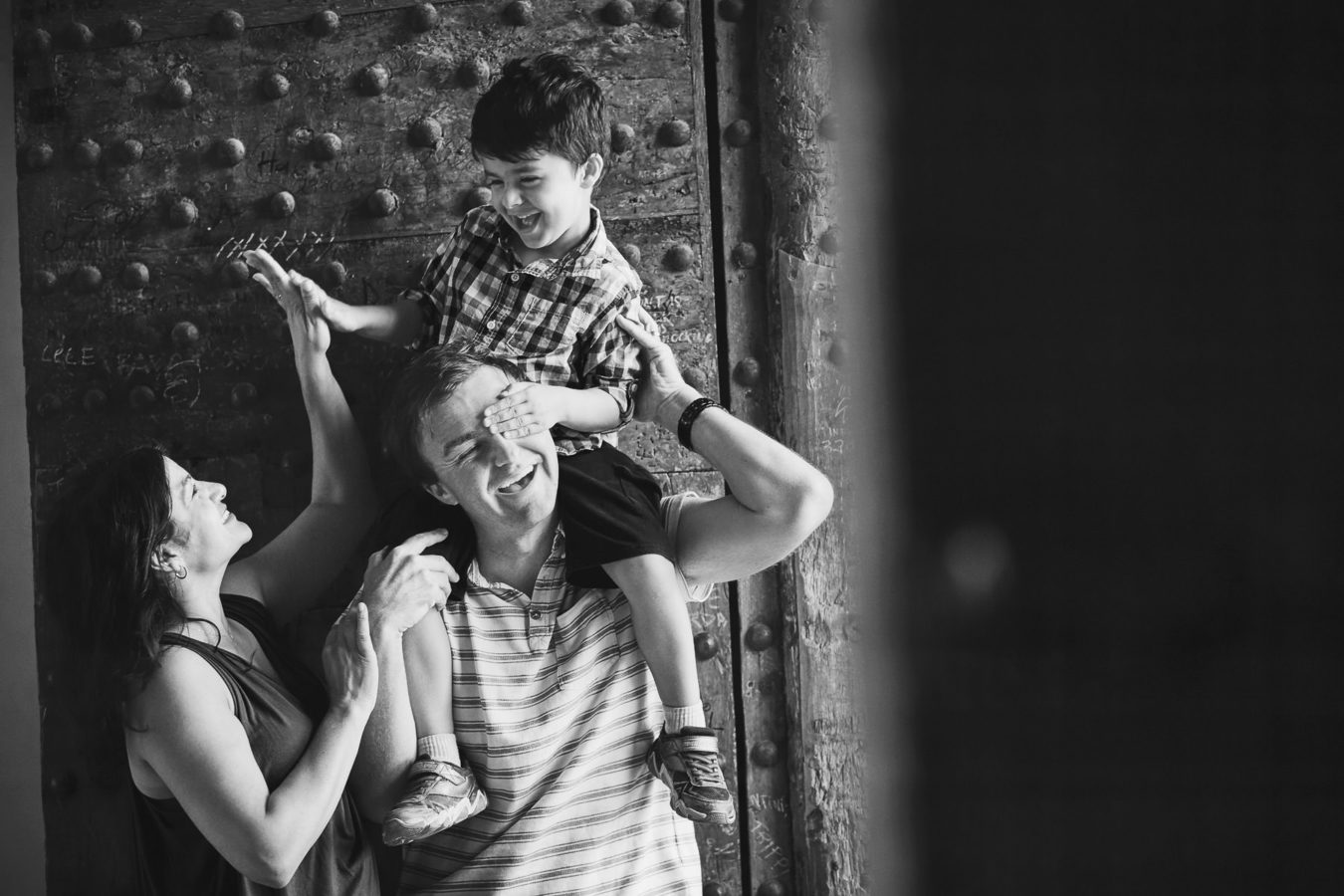 Excited and genuine emotional moment in this family photo