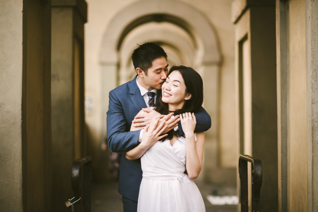 Beautiful portrait during couple engagement photo service in Florence, Tuscany