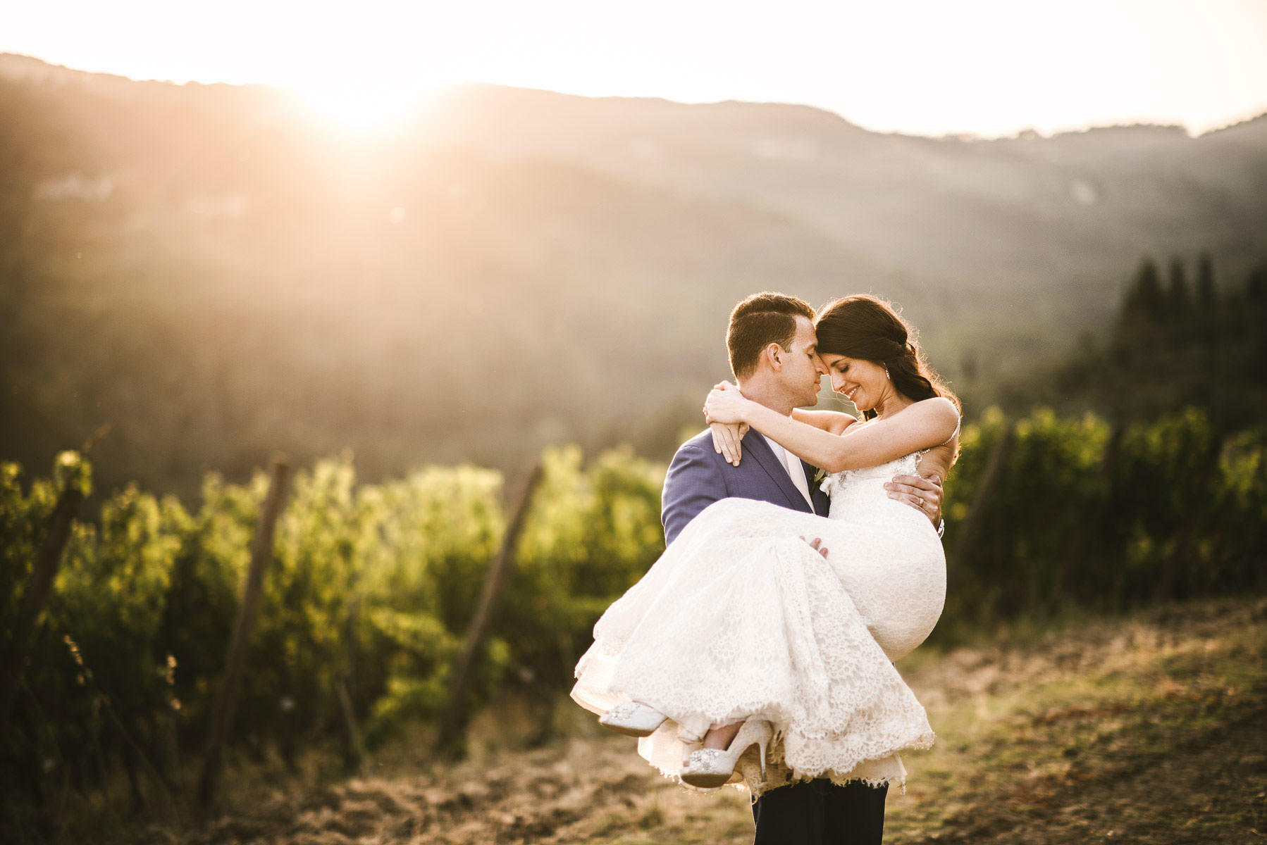 Intimate destination vineyard wedding in Tuscany countryside near Castello del Trebbio