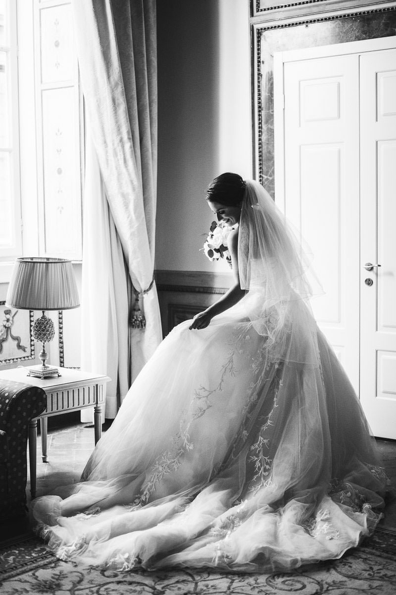 Elegant classic bridal portrait Palazzo Guicciardini Florence Wedding