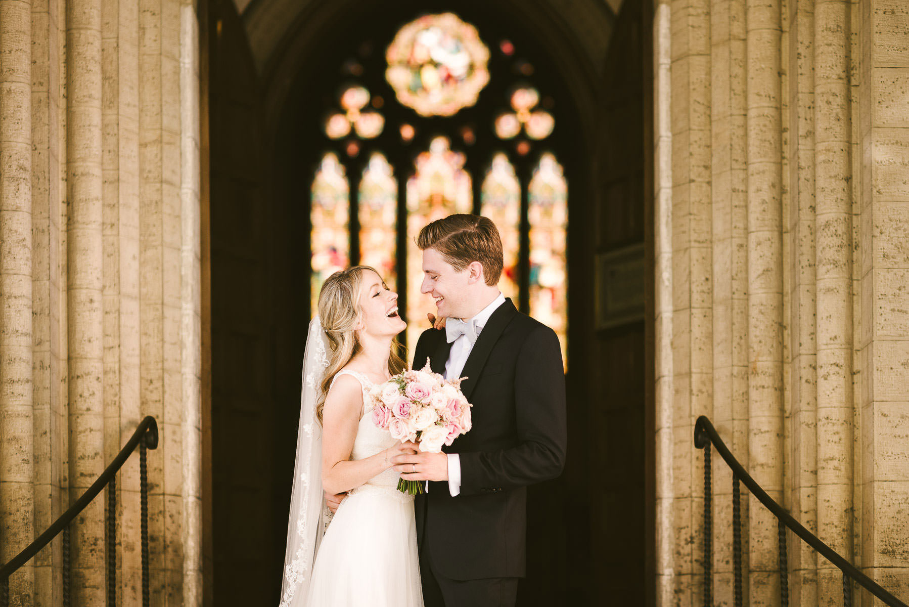 Bride and groom portrait at St. James Church in Florence