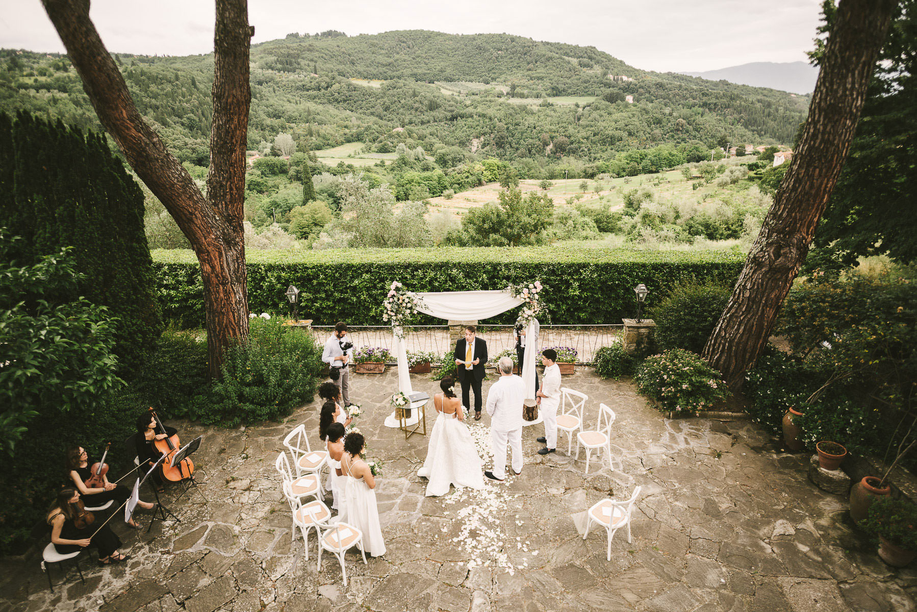 Intimate destination wedding ceremony took place in Tuscany countryside Villa
