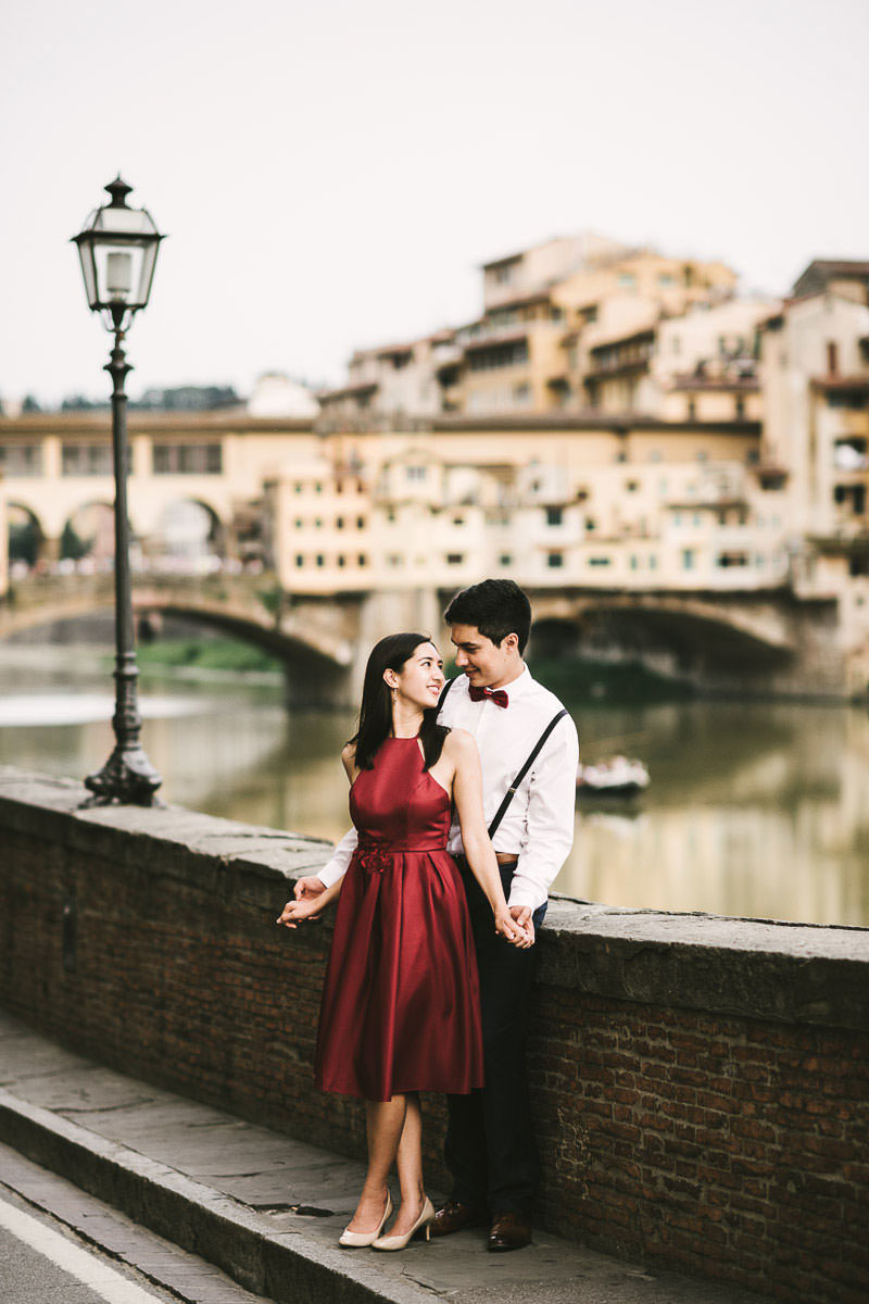 Couple portrait vacation engagement photo session in Florence, Tuscany