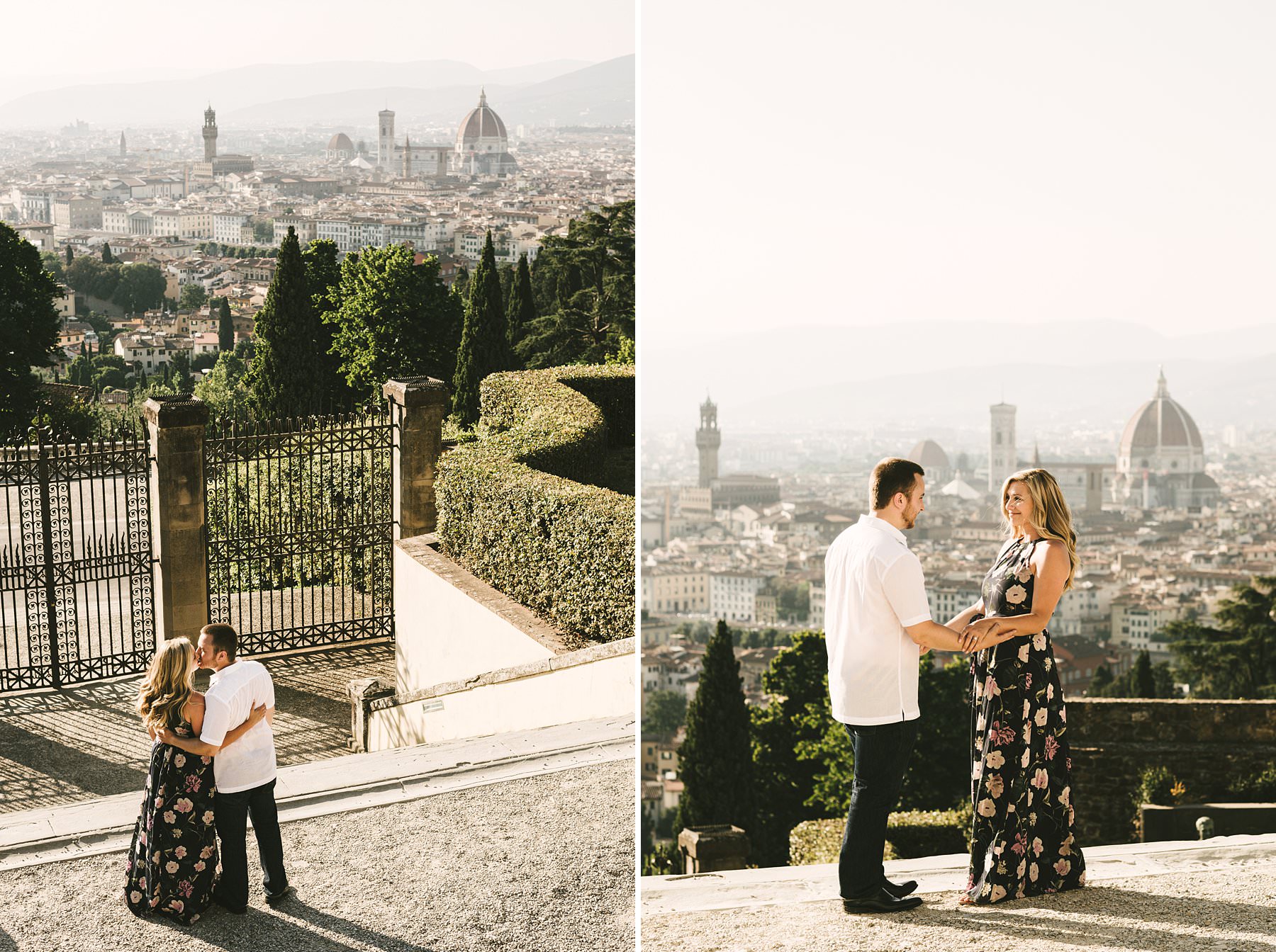 Delicate outdoor engagement photos in Tuscany: a holiday to remember. When you happen to visit a charming city like Florence and you’ve recently got engaged, there is only one thing you can do: get outdoor engagement photos taken in the best spots of the town and countryside. They will allow you to honor that precious moment and keep a never ending memory of a unique holiday. This is what brought Andrea and Aaron to contact me on a summer day…