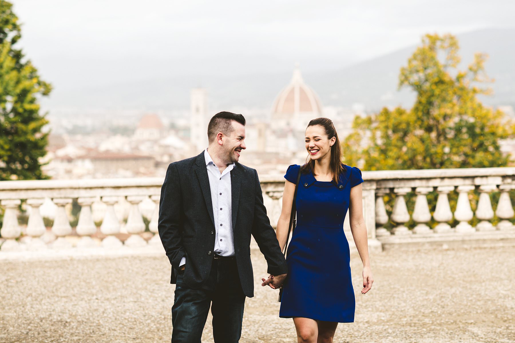 Cara and Vincent’s exciting and lovely surprise proposal and photoshoot. San Miniato al Monte couple portrait photo shoot with breathtaking view of Florence