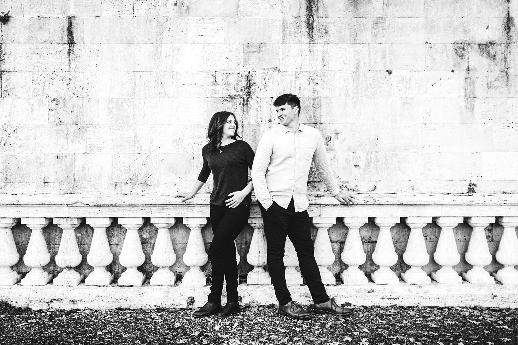 Creative, exciting smiling engagement photo shoot in Florence at San Miniato al Monte the most iconic panoramic spot of Florence