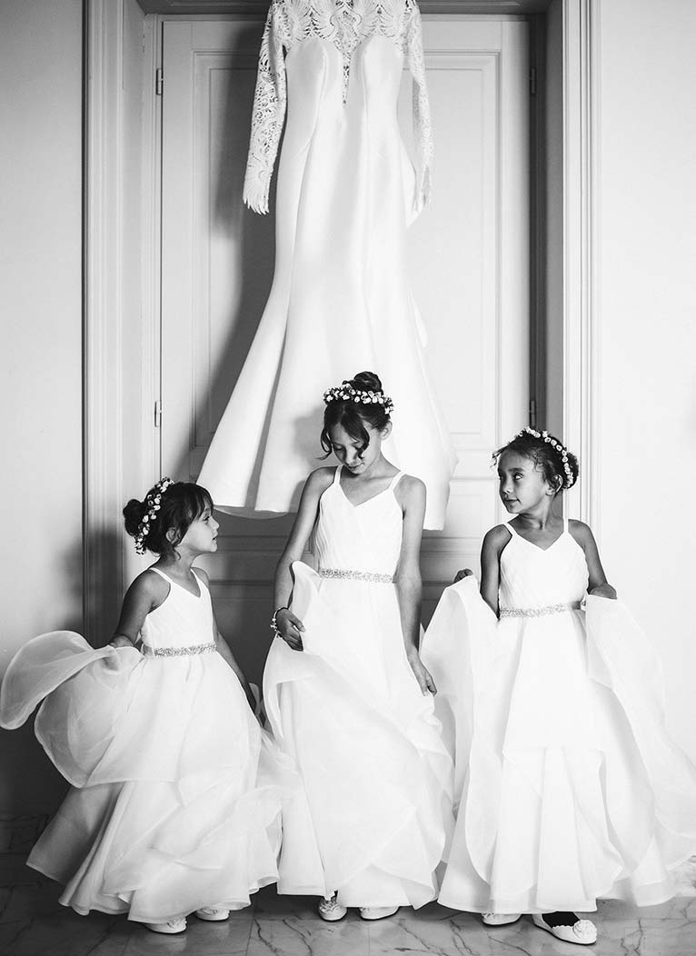 Elegant flowers girls destination wedding Sorrento Villa Agelina