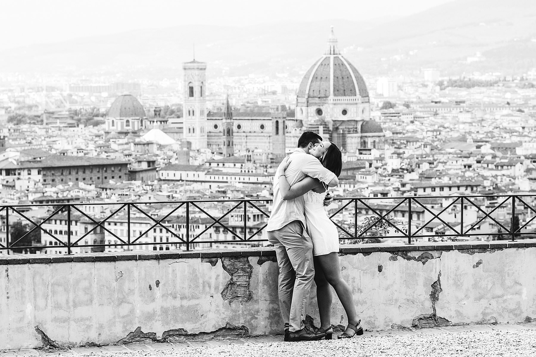 Sweet and exciting real surprise proposal with breathtaking view of Florence, Italy