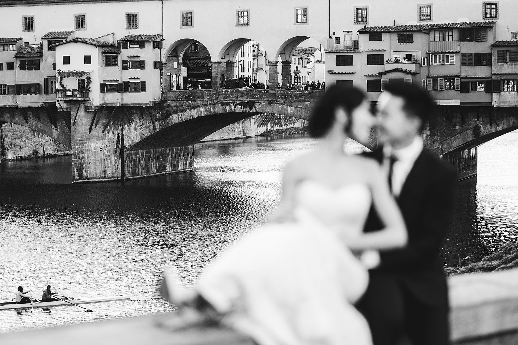Exciting and romantic honeymoon couple photo shoot in the heart of Florence near Ponte Vecchio, Italy
