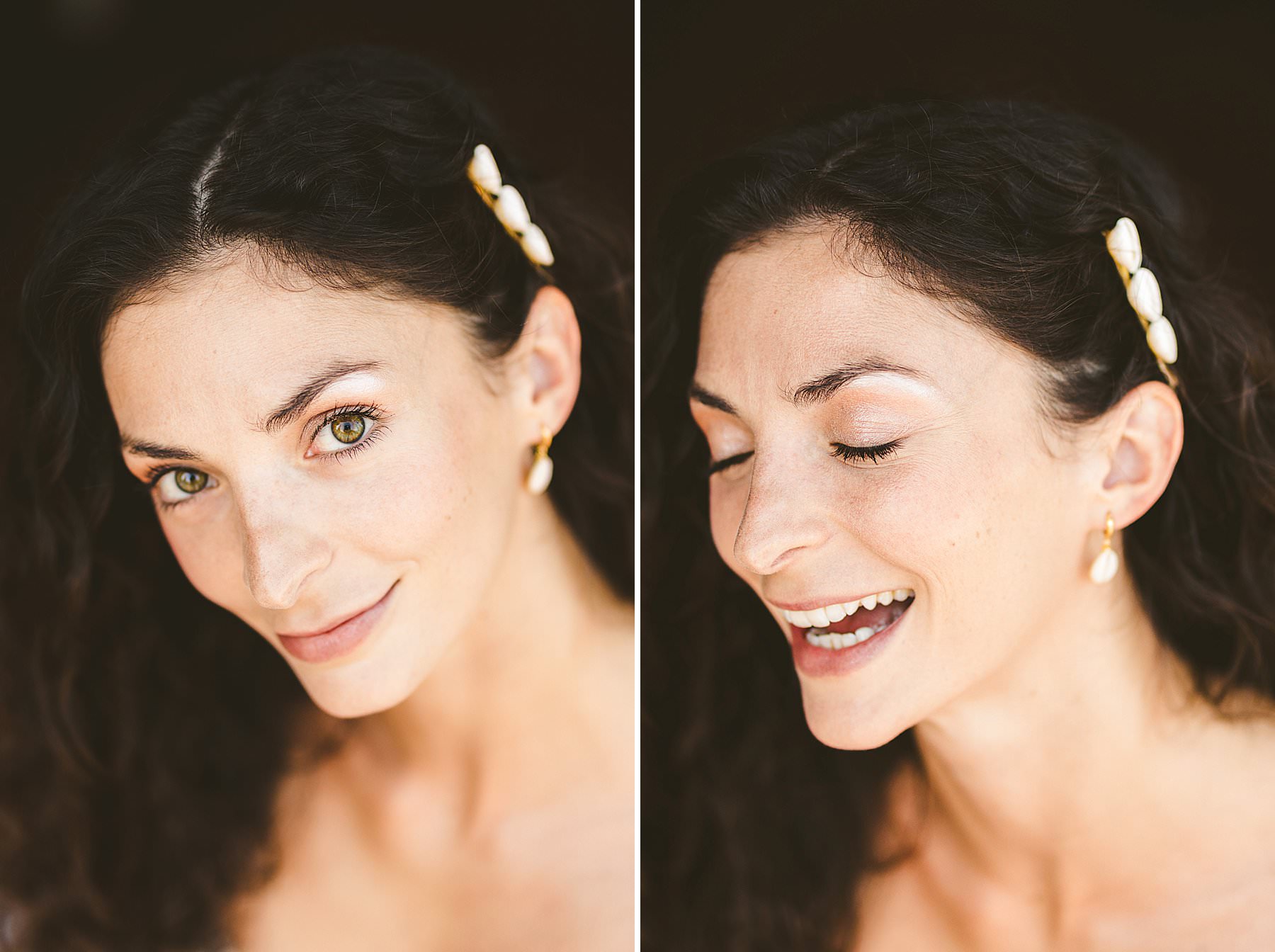 Beautiful and spontaneous bride portrait took at the intimate destination wedding at La Valle farmhouse in Montaione
