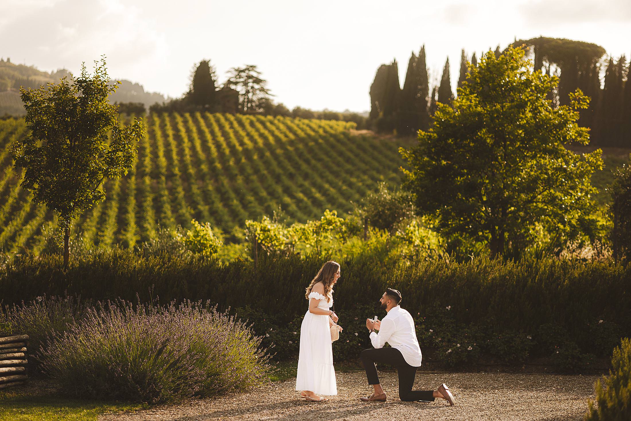 A joyful, secret wedding proposal in Chianti, Tuscany
