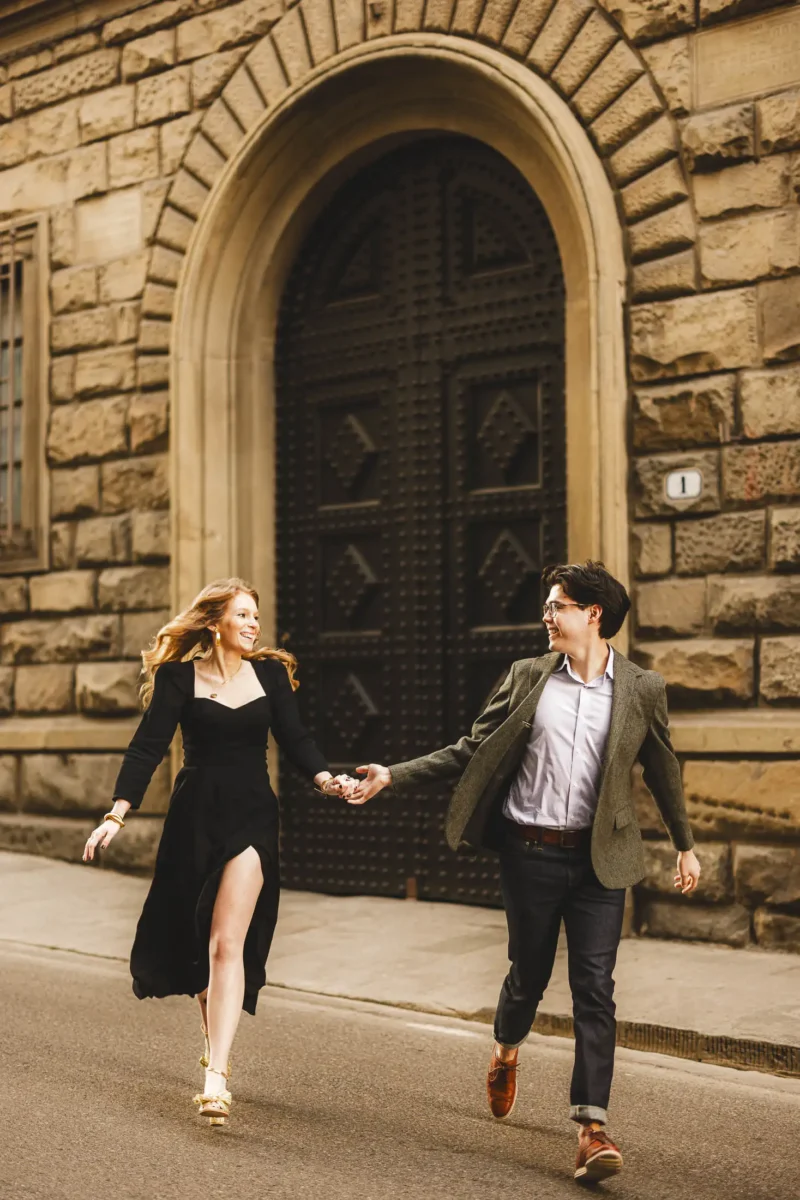 Exciting and fun couple pre-wedding photo shoot in the streets of Florence