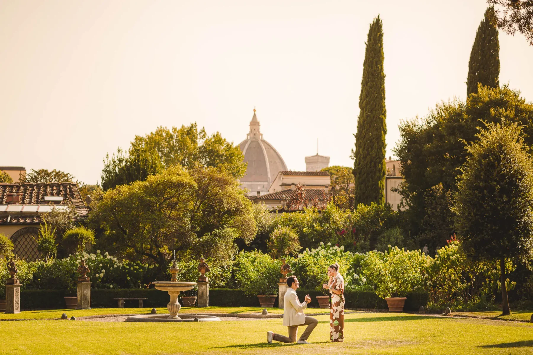 Unexpected wedding proposal photos at the majestic Four Seasons Florence