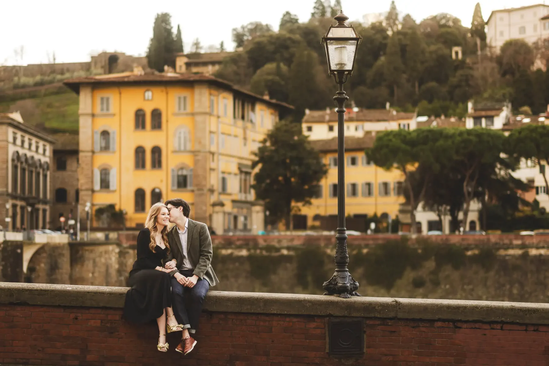 Poetic and romantic couple pre-wedding photo shoot in historic streets of Florence