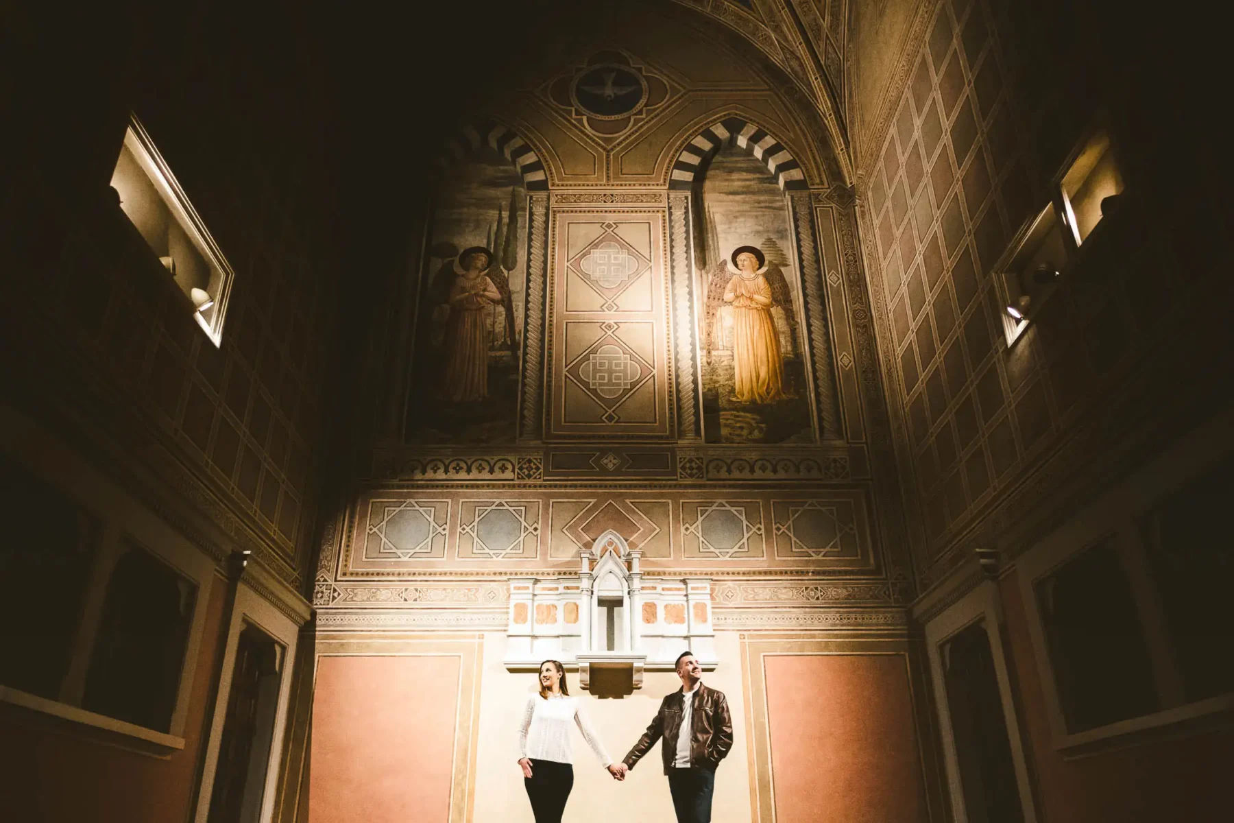 Intimate and delicate surprise proposal couple portrait engagement session Florence Hotel Four Seasons Florence