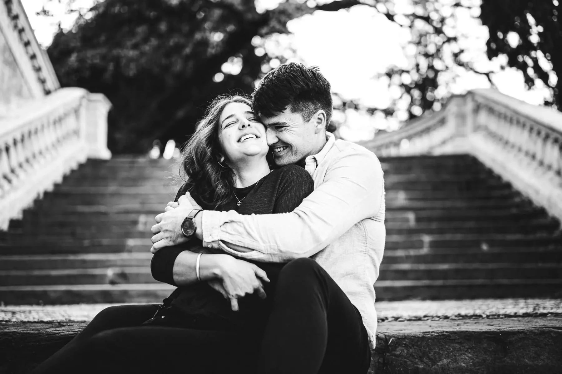 Lovely moment couple portrait engagement photo session Florence San Miniato al Monte. Building memories for couple in vacation