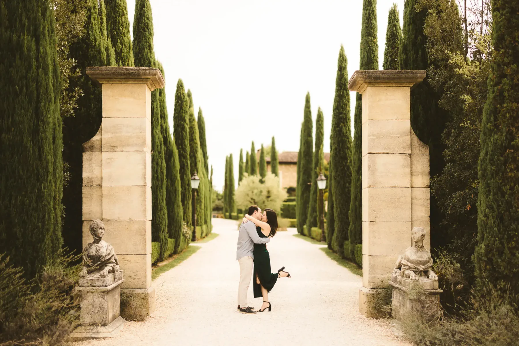 Sweet, romantic and spontaneous pre-wedding engagement photo shoot in Tuscany countryside at the gorgeous luxury resort of Borgo Santo Pietro which feature an unforgettable evocative cypresses avenue, the very gem of the location
