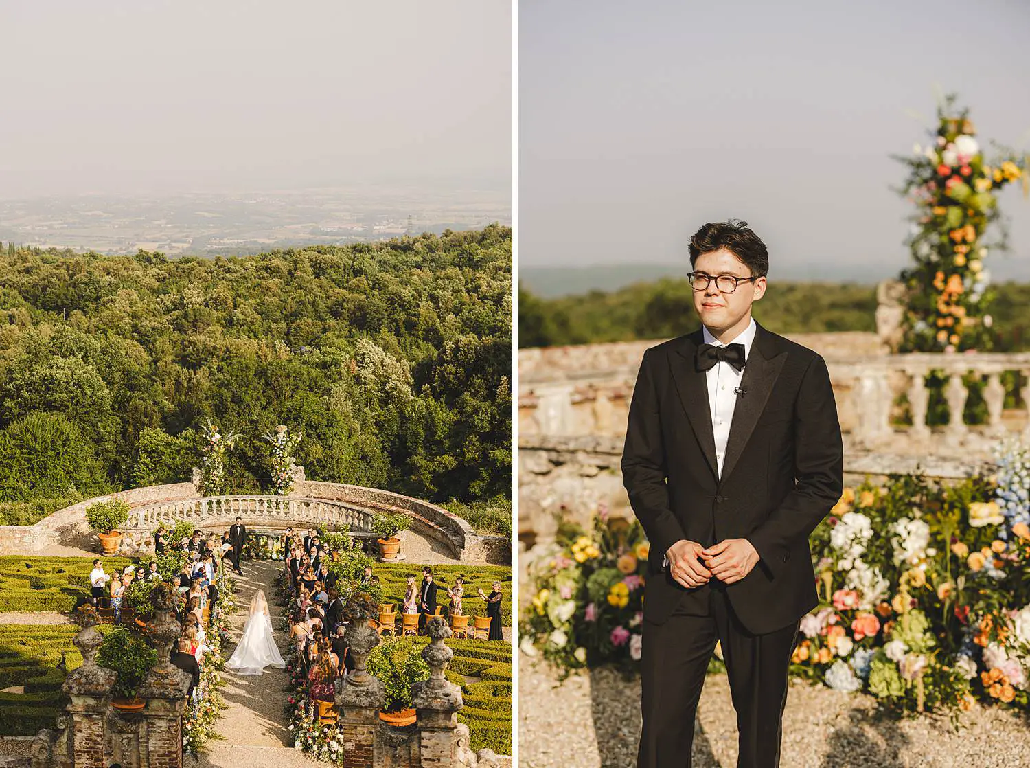 Gorgeous bride walks the aisle at Castello di Celsa luxury ceremony in Tuscany