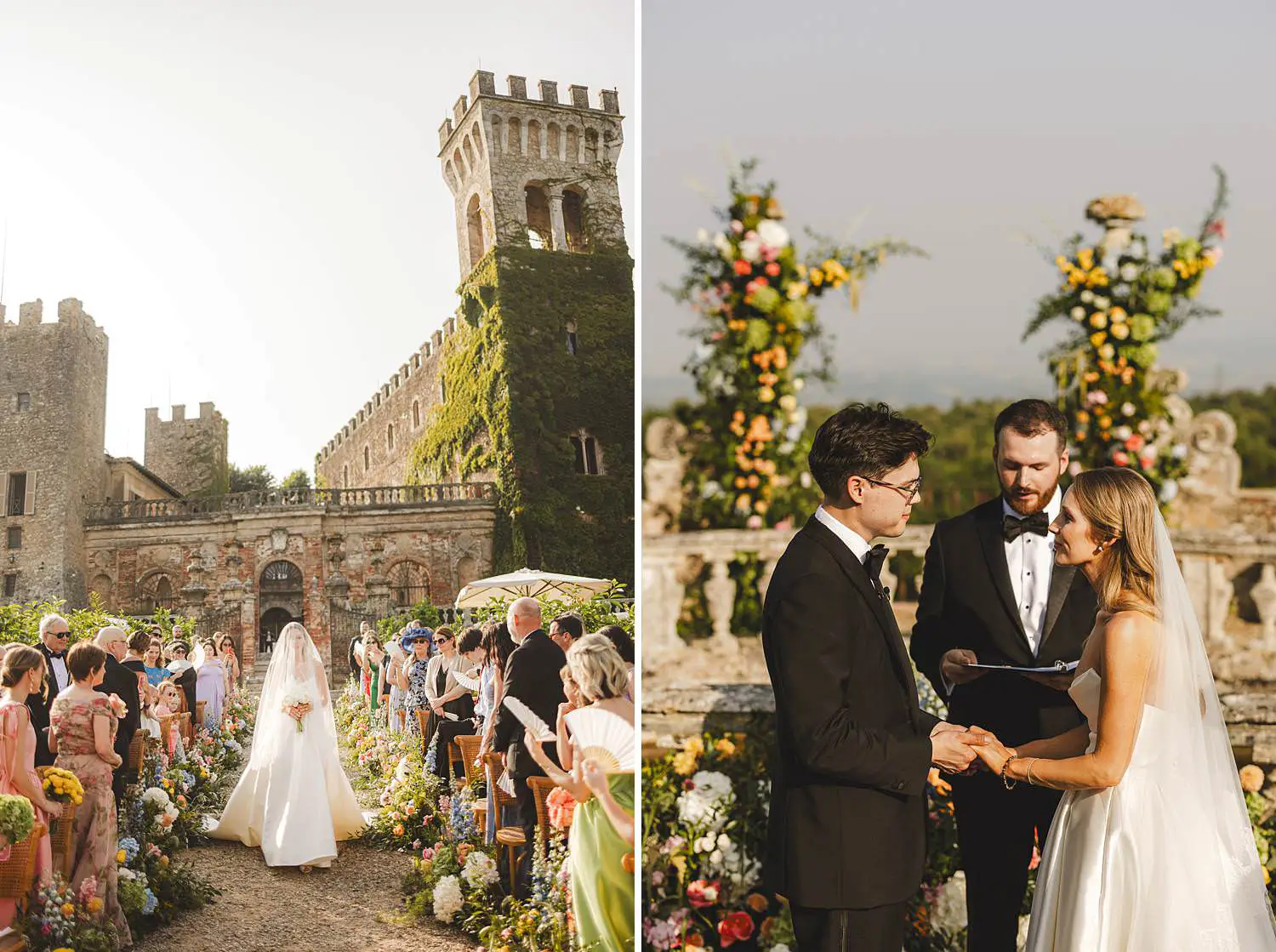 Unforgettable luxury wedding ceremony at Castello di Celsa in the countryside of Tuscany