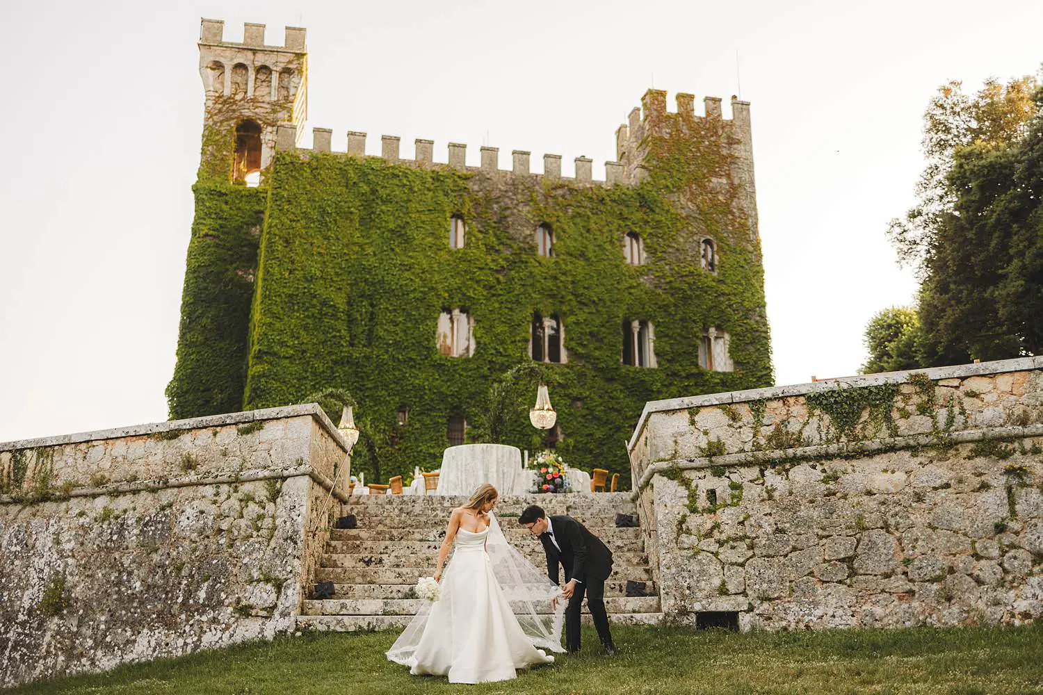 Celebrating a timeless destination wedding in Tuscany at Castello di Celsa. Bride and groom documentary portrait photography