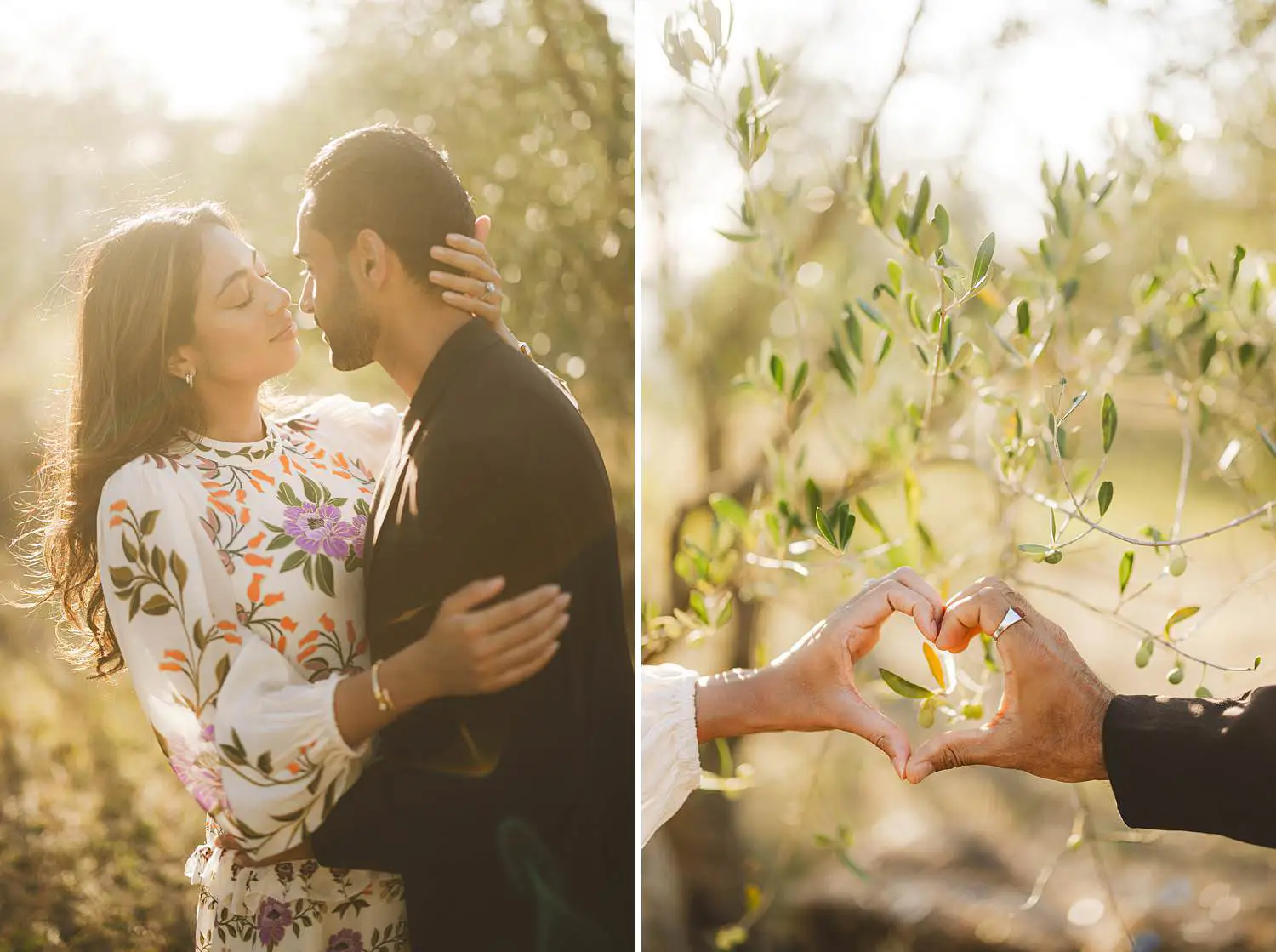 Romantic Chianti countryside engagement session during golden hour