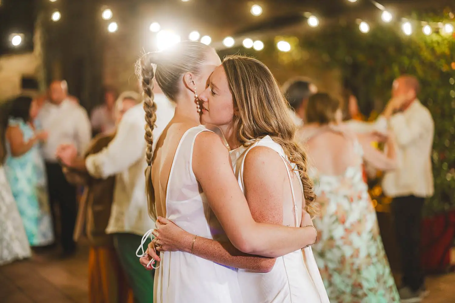 Lovely brides first dance at Borgo di Petrognano under Tuscan night. No choreography, just connection