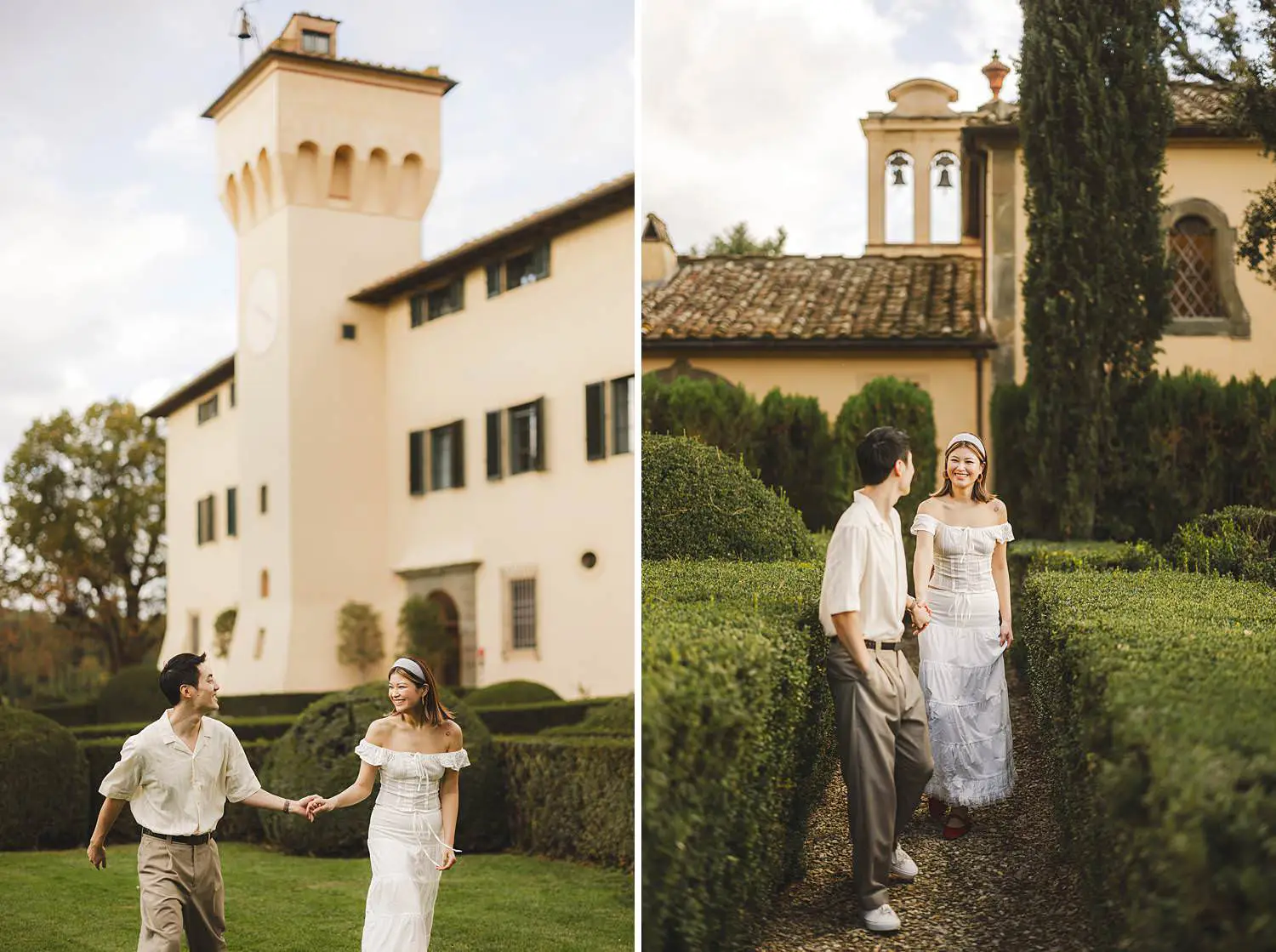 Fairytale and romantic proposal photo shoot at Castello del Nero in the heart of Chianti countryside