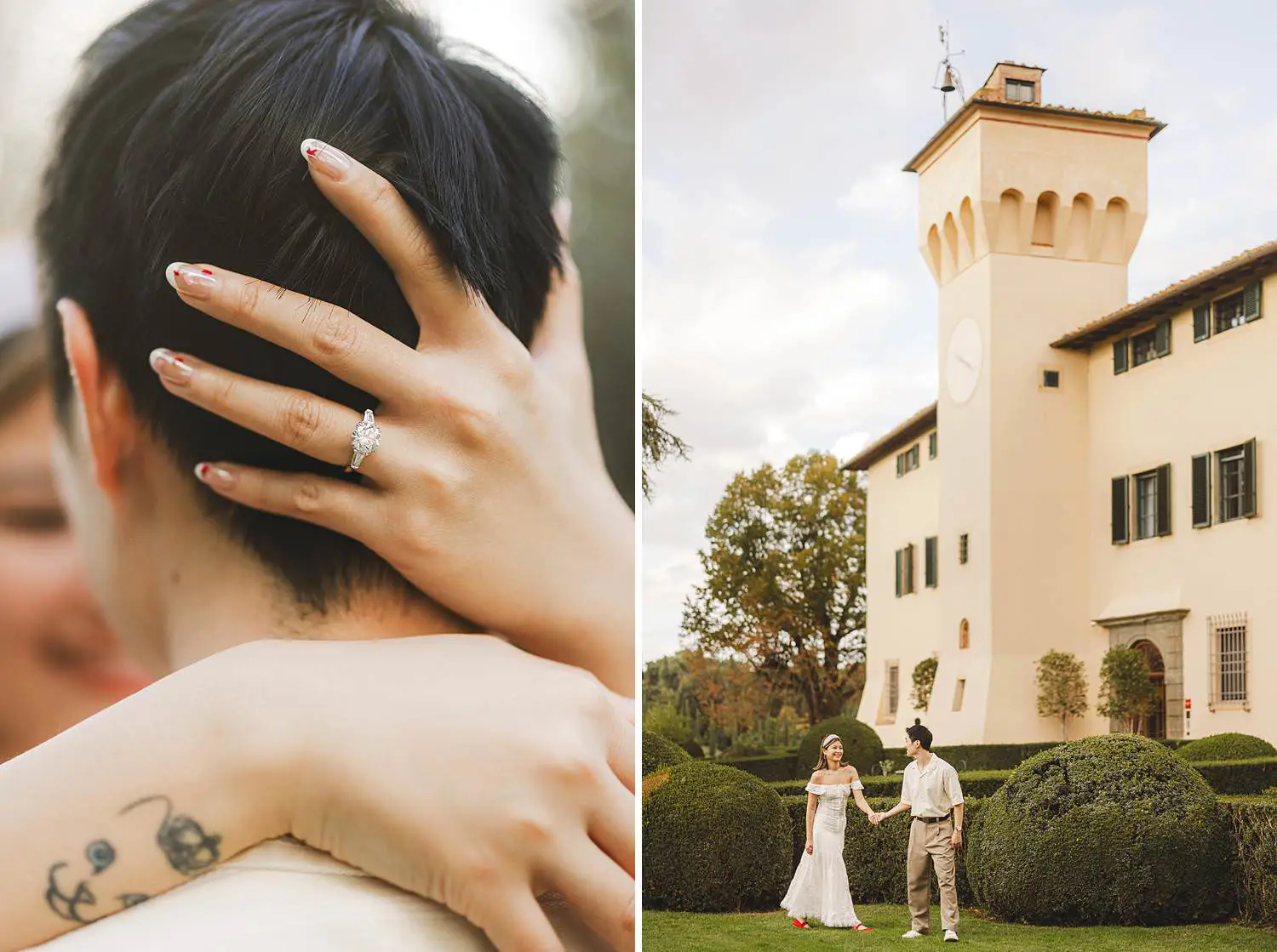 Fairytale and romantic proposal photo shoot at Castello del Nero in the heart of Chianti countryside