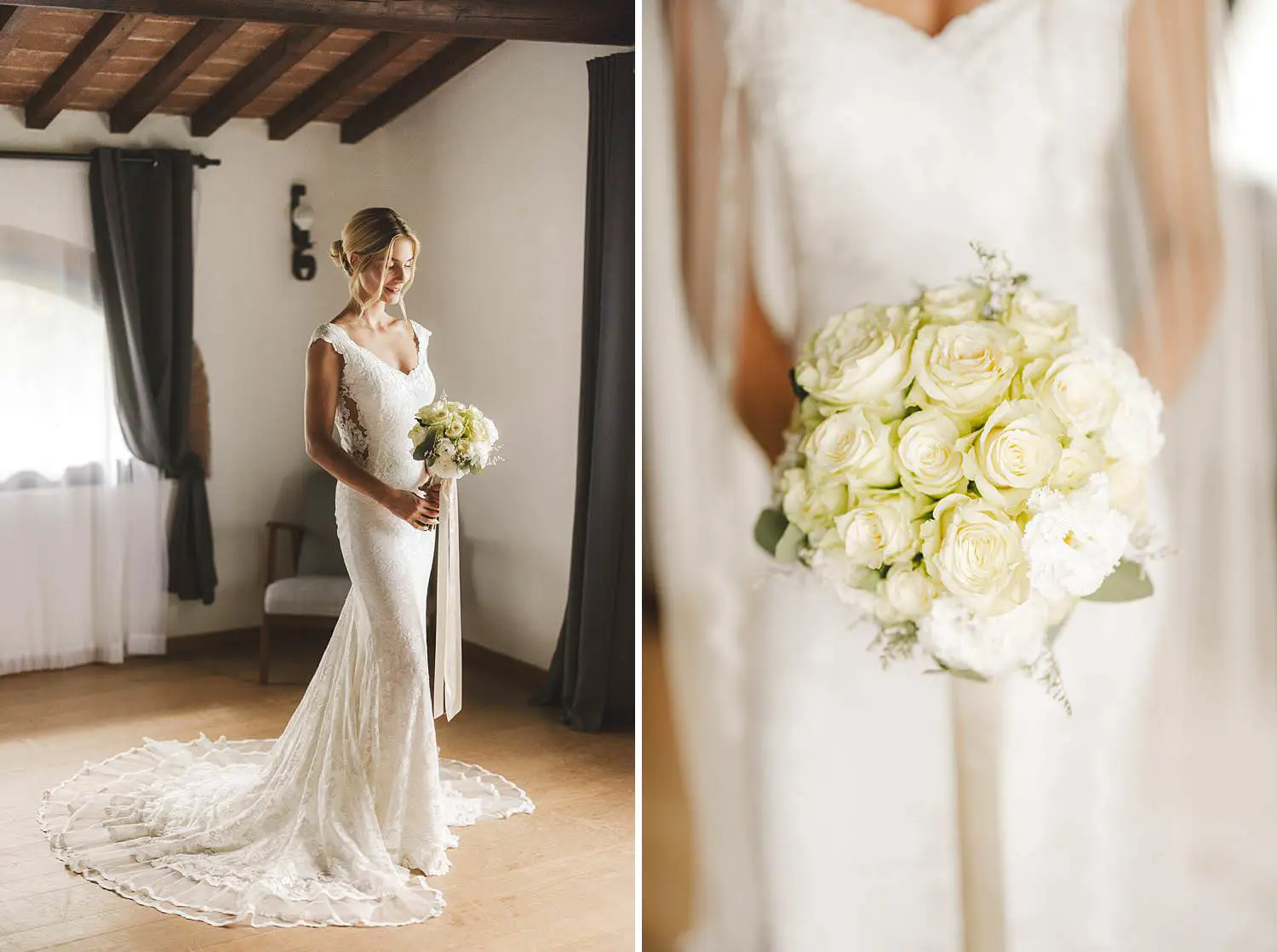 Lovely bride got ready in a calm and intimate setting at Agriturismo Quercia al Poggio