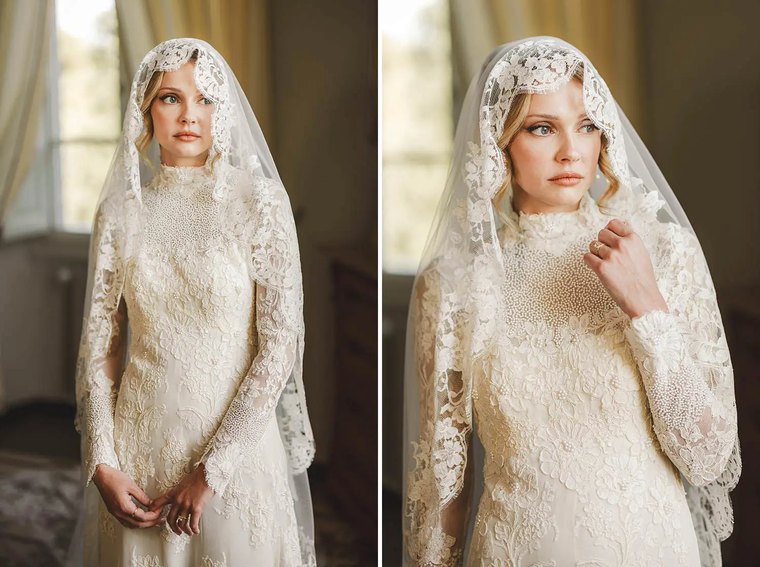 Lovely bride portrait at Villa Belvedere suite in Loro Ciuffenna Valdarno