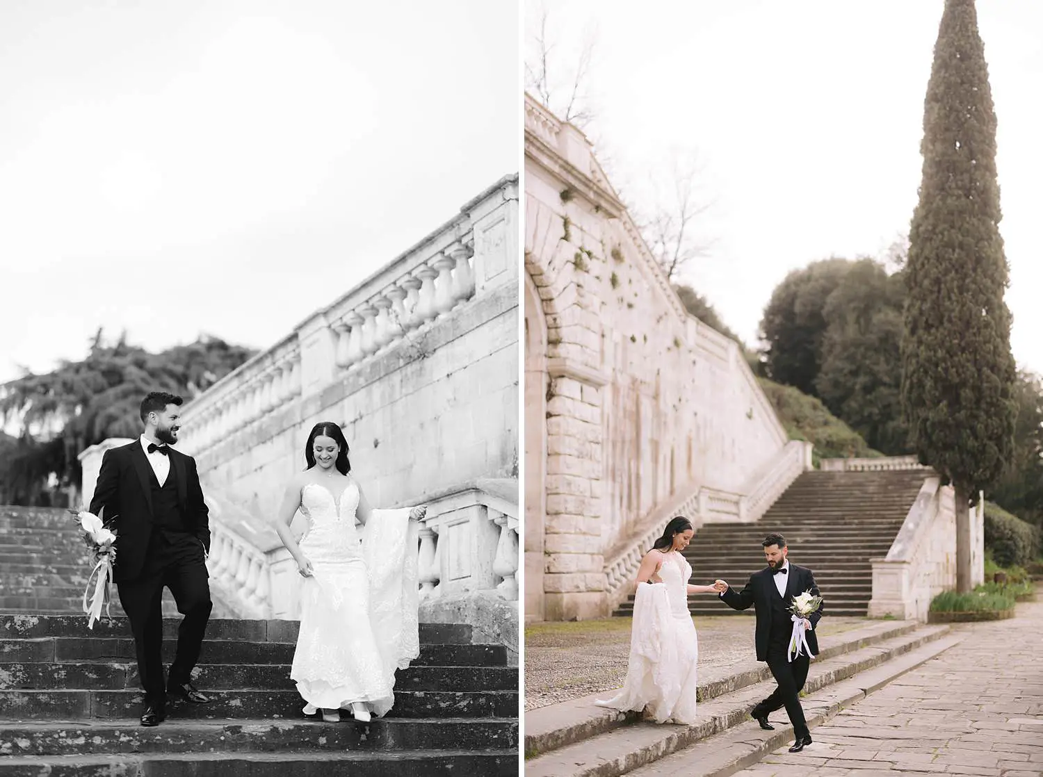 Candid and spontaneous elegant bride and groom elopement photo session in Florence