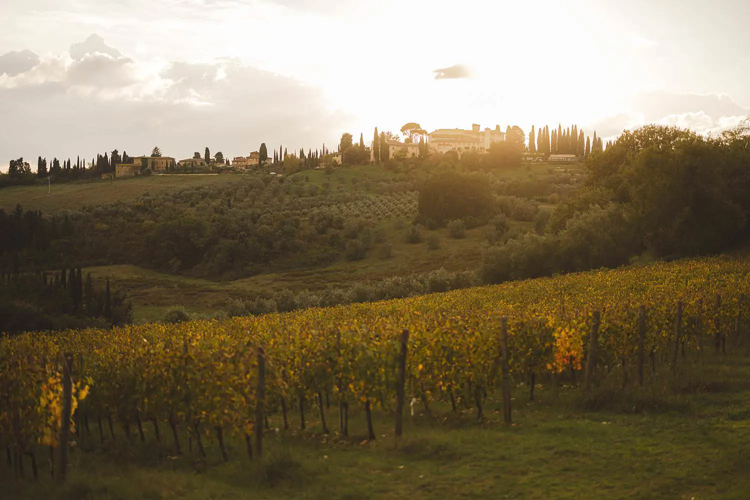 Castello del Nero in the heart of Chianti during the golden hour is the perfect place for a couple photo shoot