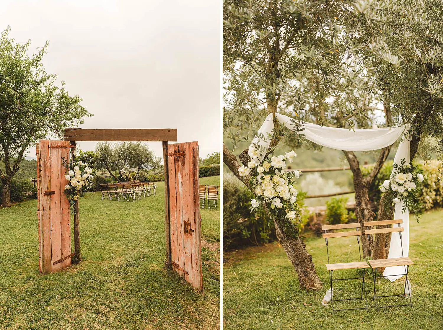 A romantic ceremony atmosphere in nature at Fattoria Quercia al Poggio