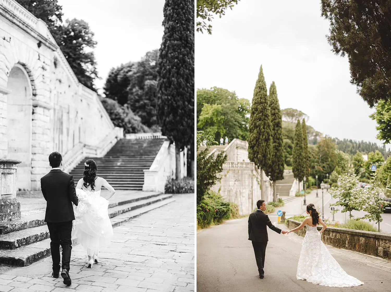 Lovely and elegant pre-wedding couple at Terrazza San Miniato panoramic site of Florence