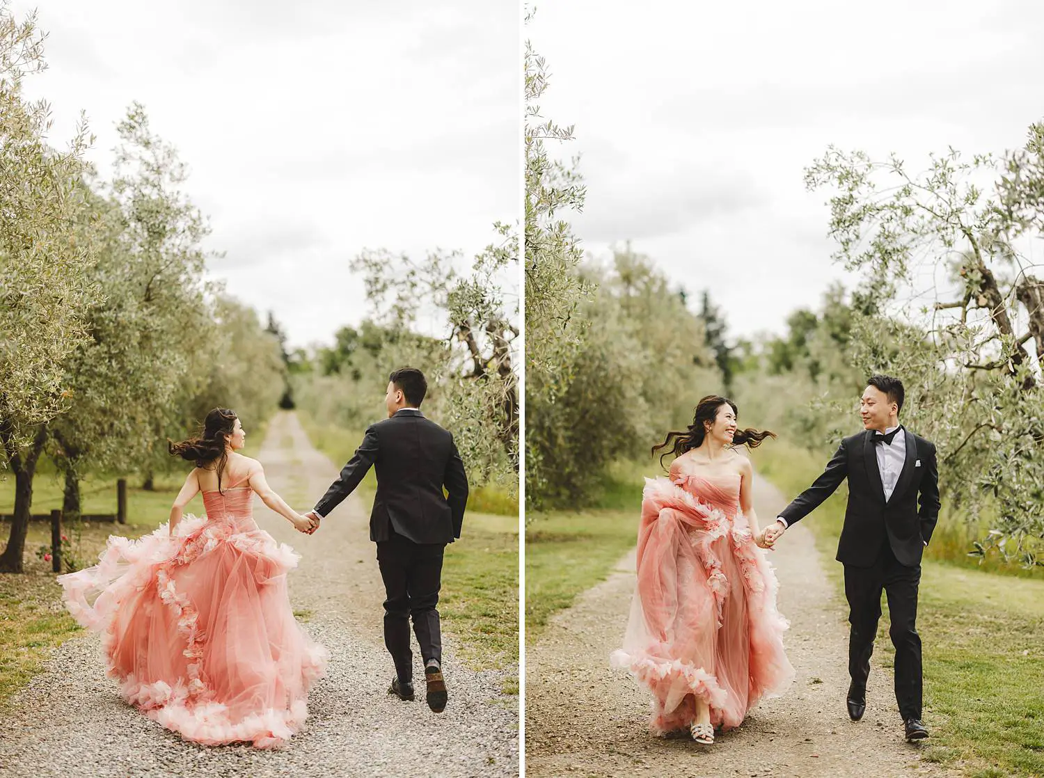 Excited and fun pre-wedding couple shoot in the Chianti countryside