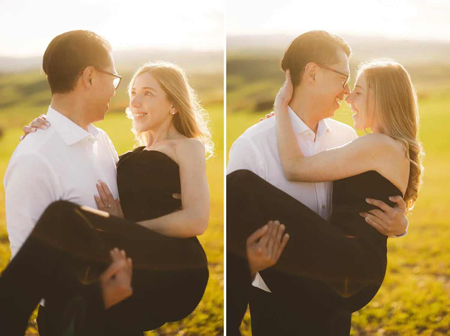Golden hour portraits in the Tuscan hills near Pienza