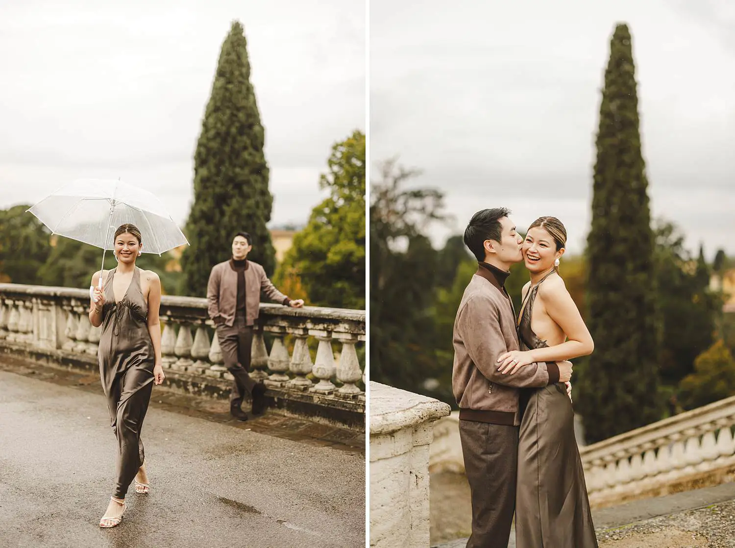 Dreaming and exciting couple shoot in Florence under the rain