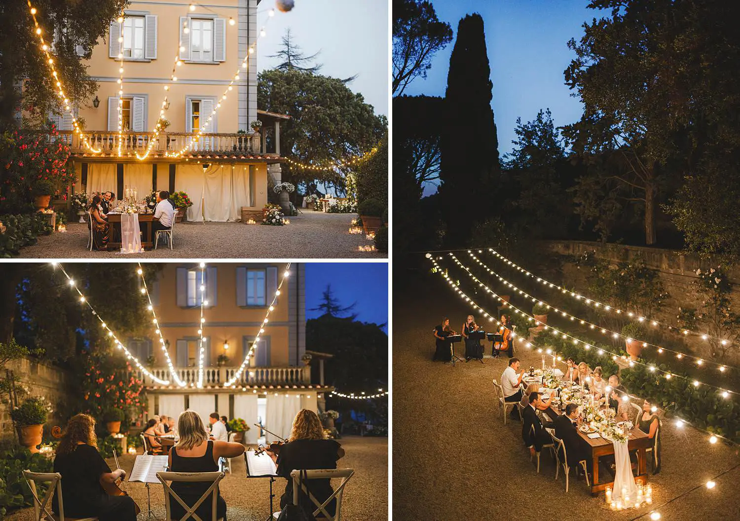 Unforgettable intimate and relaxed wedding dinner at Villa Belvedere in Loro Ciuffenna