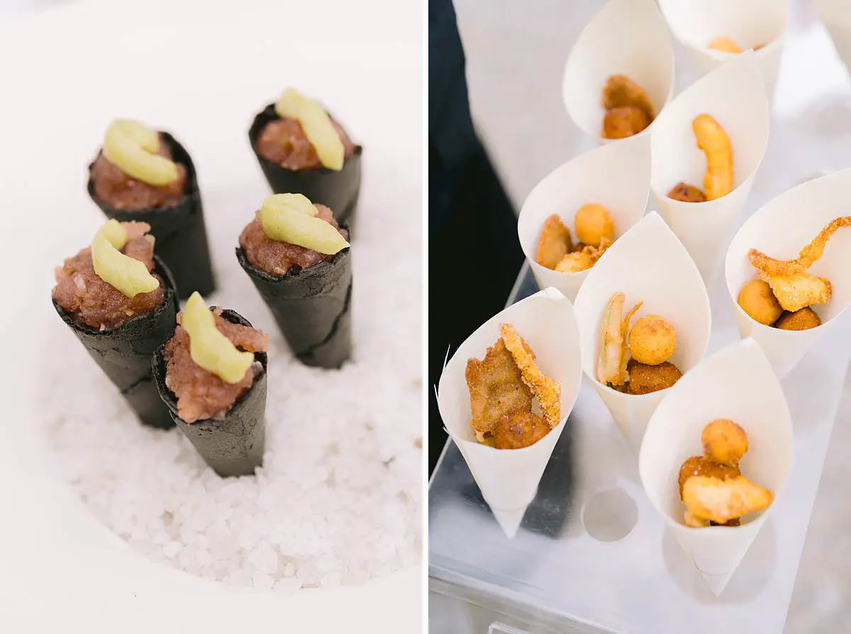 Italian wedding canapes served during cocktail hour at Villa Le Fontanelle.